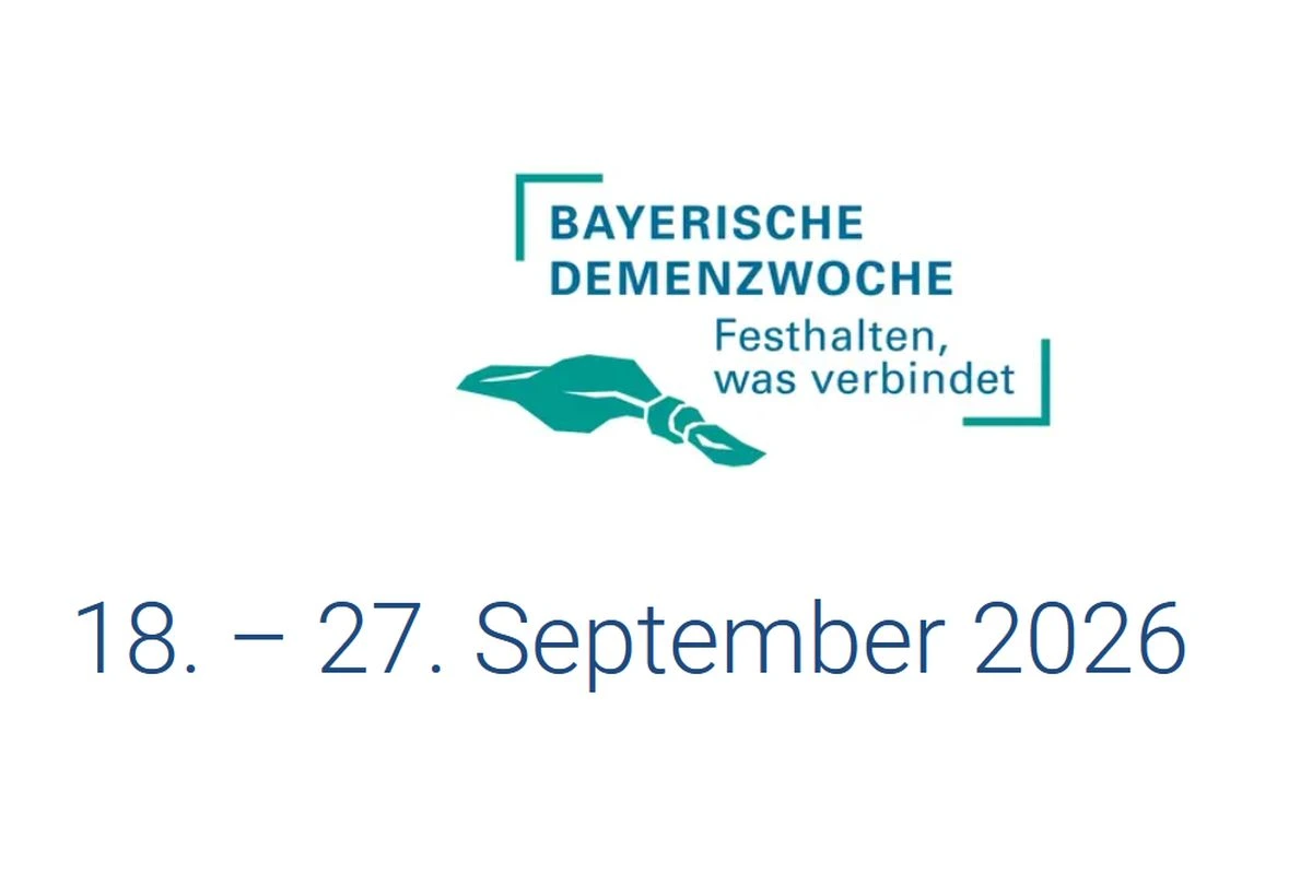 Logo der Bayerischen Demenzwoche mit Datumsangabe für 2026 (Grafik: Bayerisches Staatsministerium für Gesundheit, Pflege und Prävention)