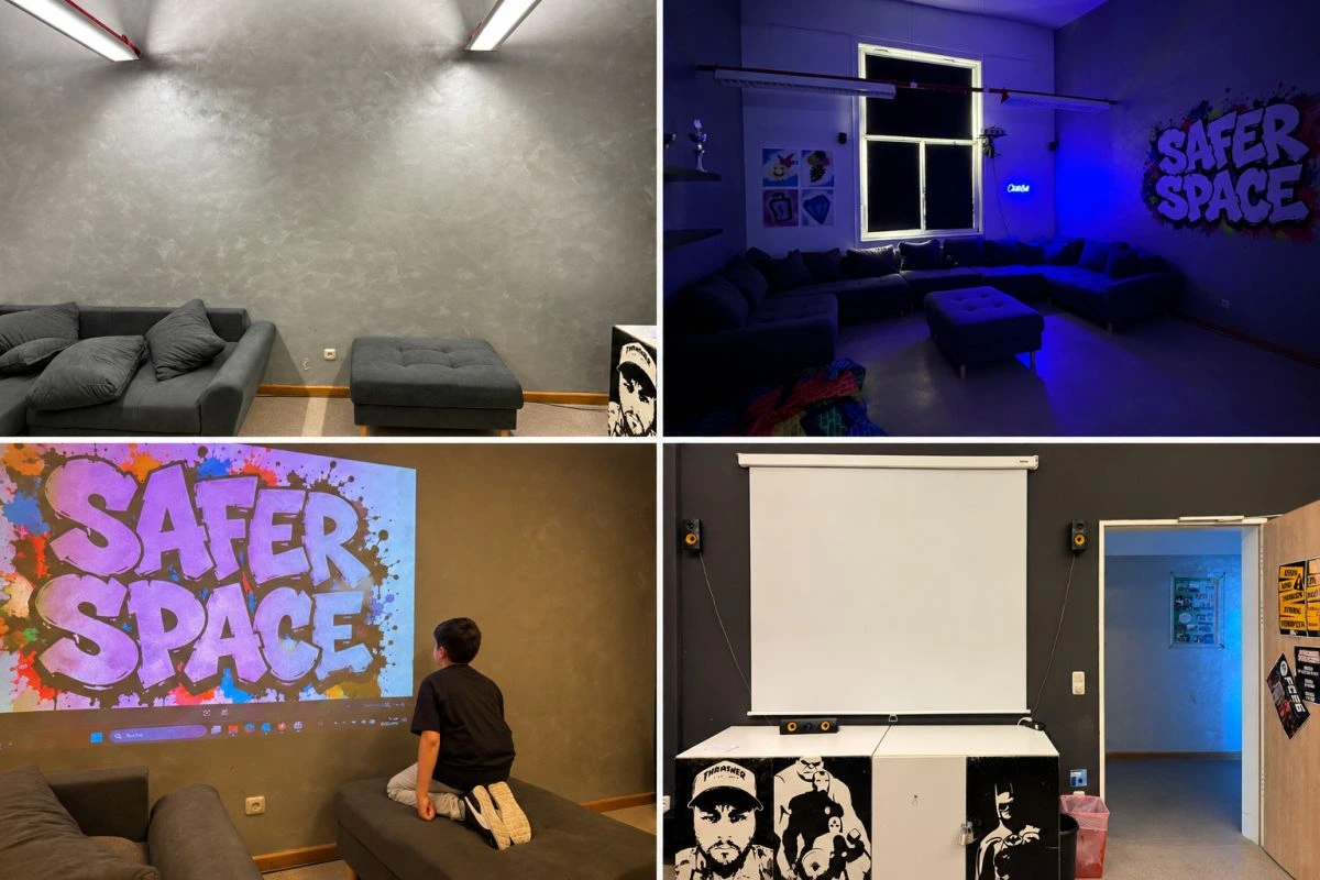 Vier Bilder vom "Wohnzimmer" im Gleis 1