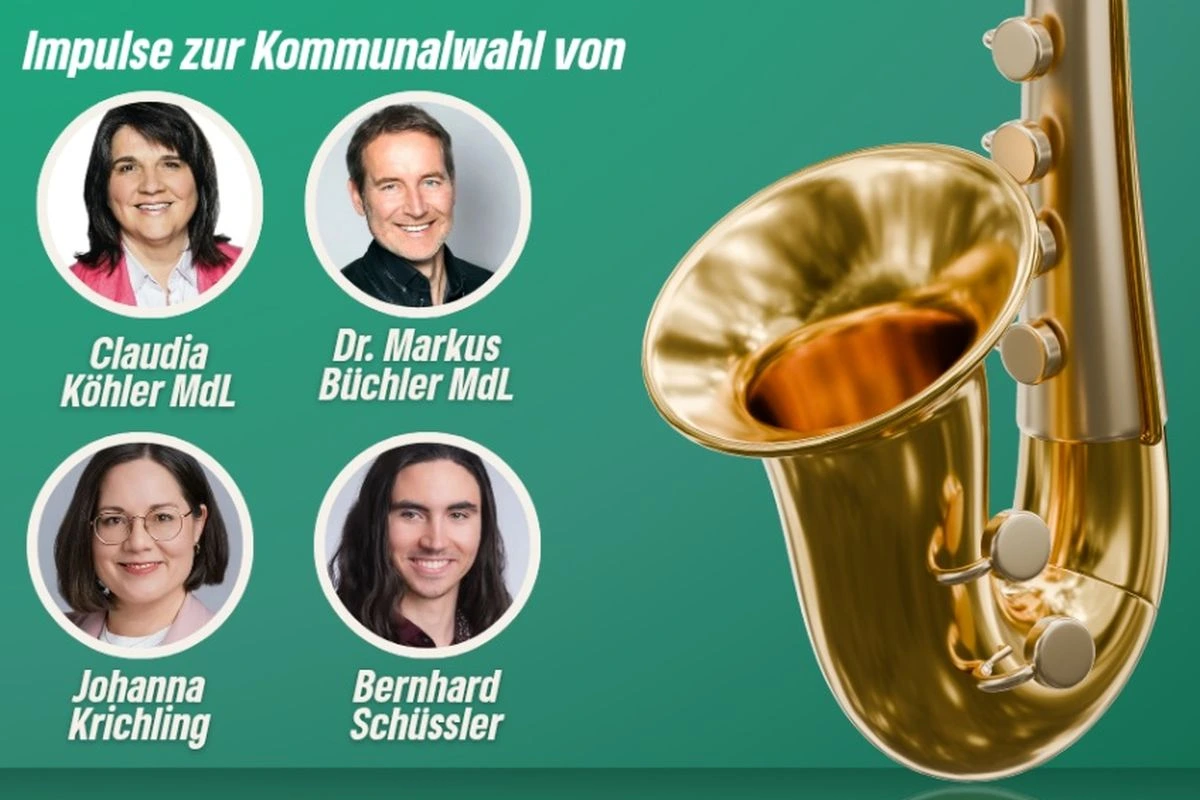 Jazzfrühschoppen zur Kommunalwahl 2026 (Grafik: Bündnis 90 / Die Grünen Unterschleißheim)