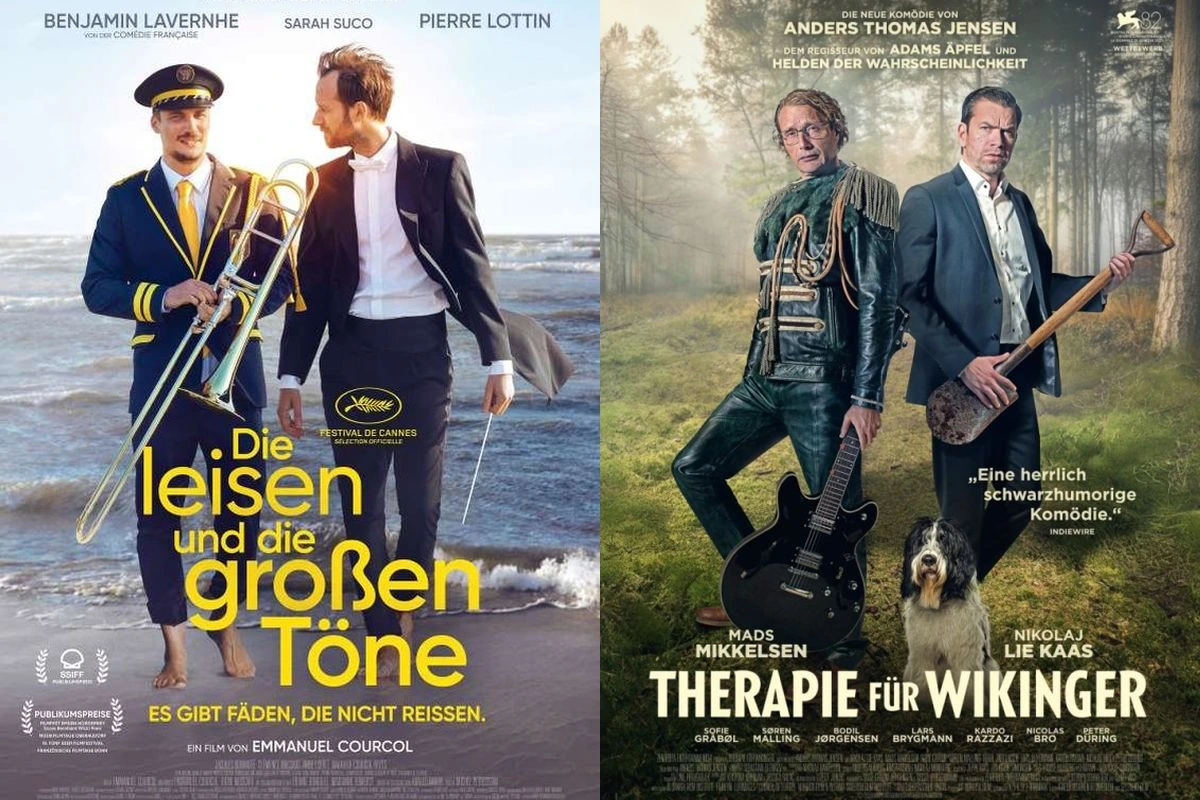 Filmplakate zu "Die leisen und die großen Töne" und "Therapie für Wikinger" (Bilder: Neue Visionen Filmverleih)