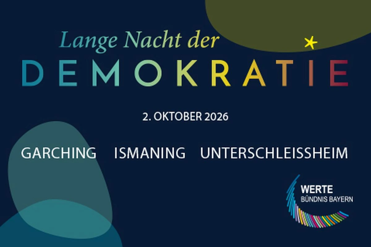 Werbegrafik der vhs Nord zur "Langen Nacht der Demokratie" in Unterschleißheim, Garching und Ismaning (Grafik: vhs Nord)