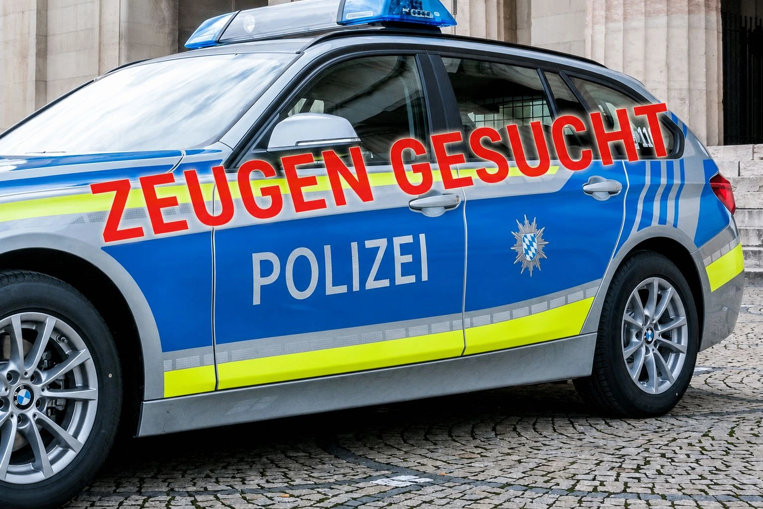 Polizeifahrzeug mit Schriftzug "Zeugen gesucht" (Foto: Bayerische Polizei)