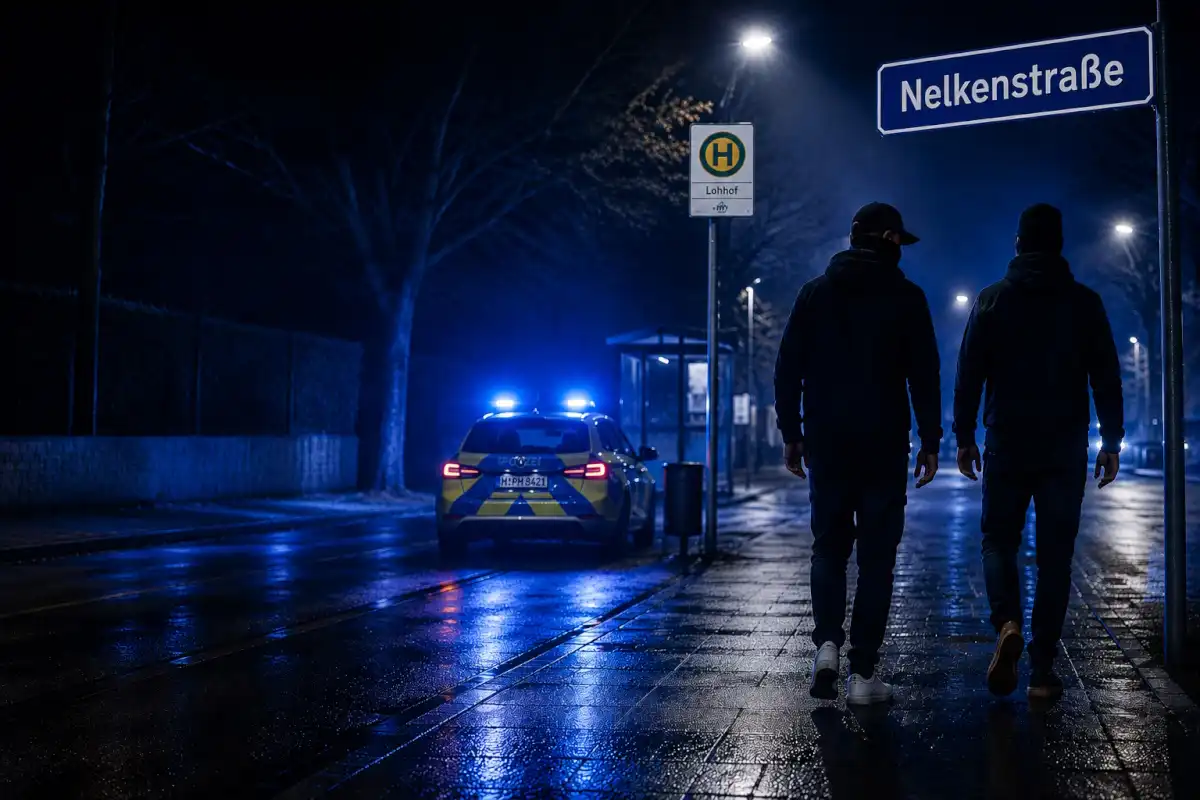 Raubdelikt in der Nähe des Friedhofs an der Nelkenstraße (Bild erstellt von Helmut Göbel mithilfe von ChatGPT)