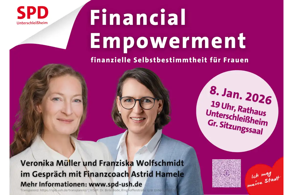 Das Plakat der SPD zu ihrer Veranstaltung zum Thema finanzielle Selbstbestimmtheit für Frauen