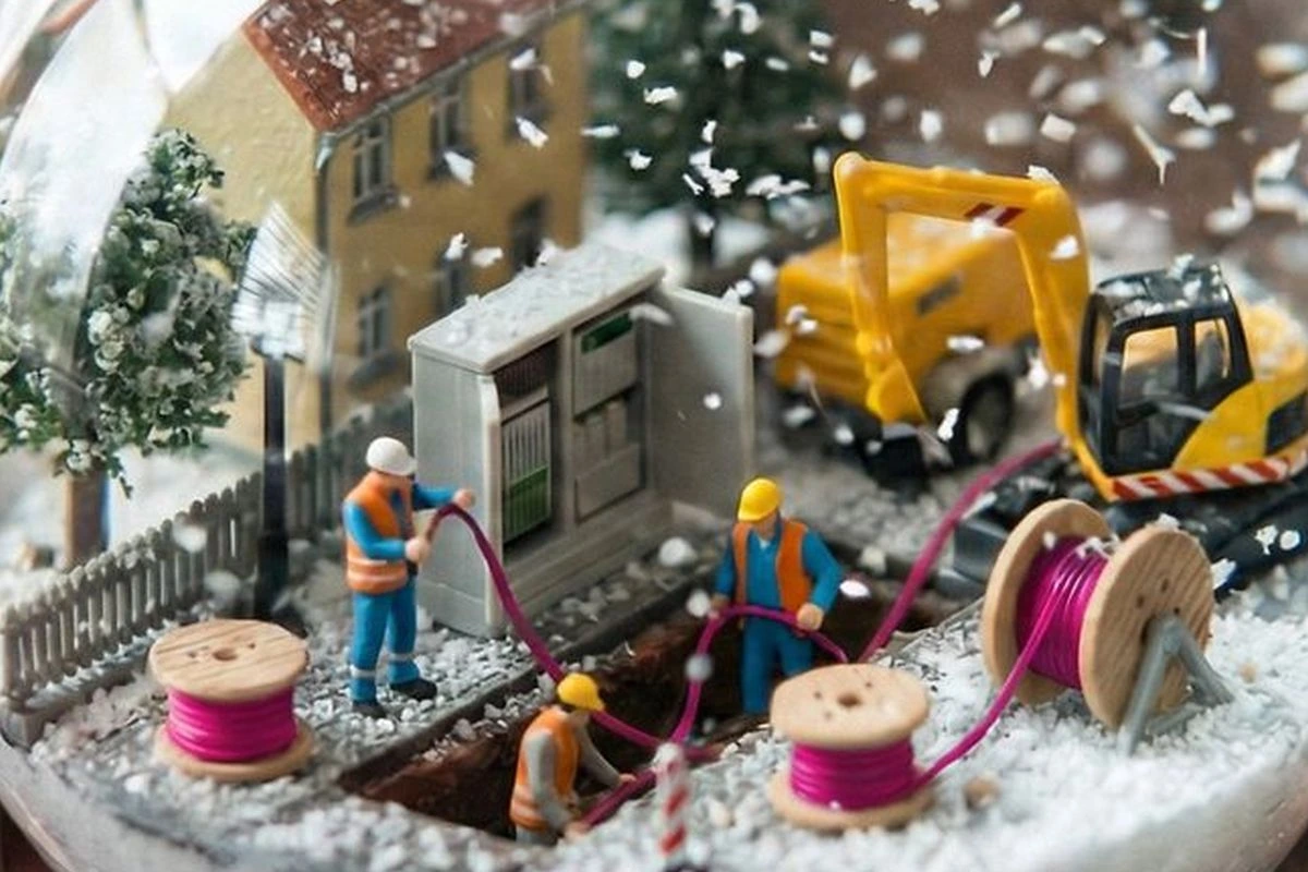 Glasfaserausbau durch die Deutsche Telekom - Bild mit Modellfiguren (Bild: Deutsche Telekom)
